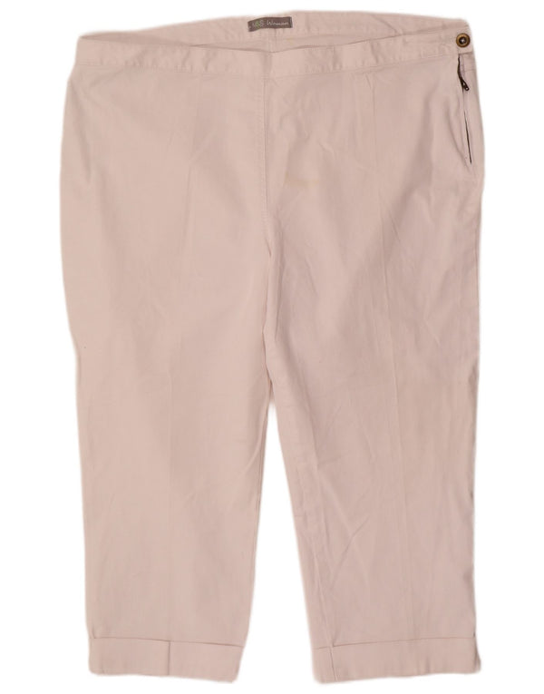Pantaloni Capri affusolati da donna Marks & Spencer UK 22 3XL W44 L22 Bianco