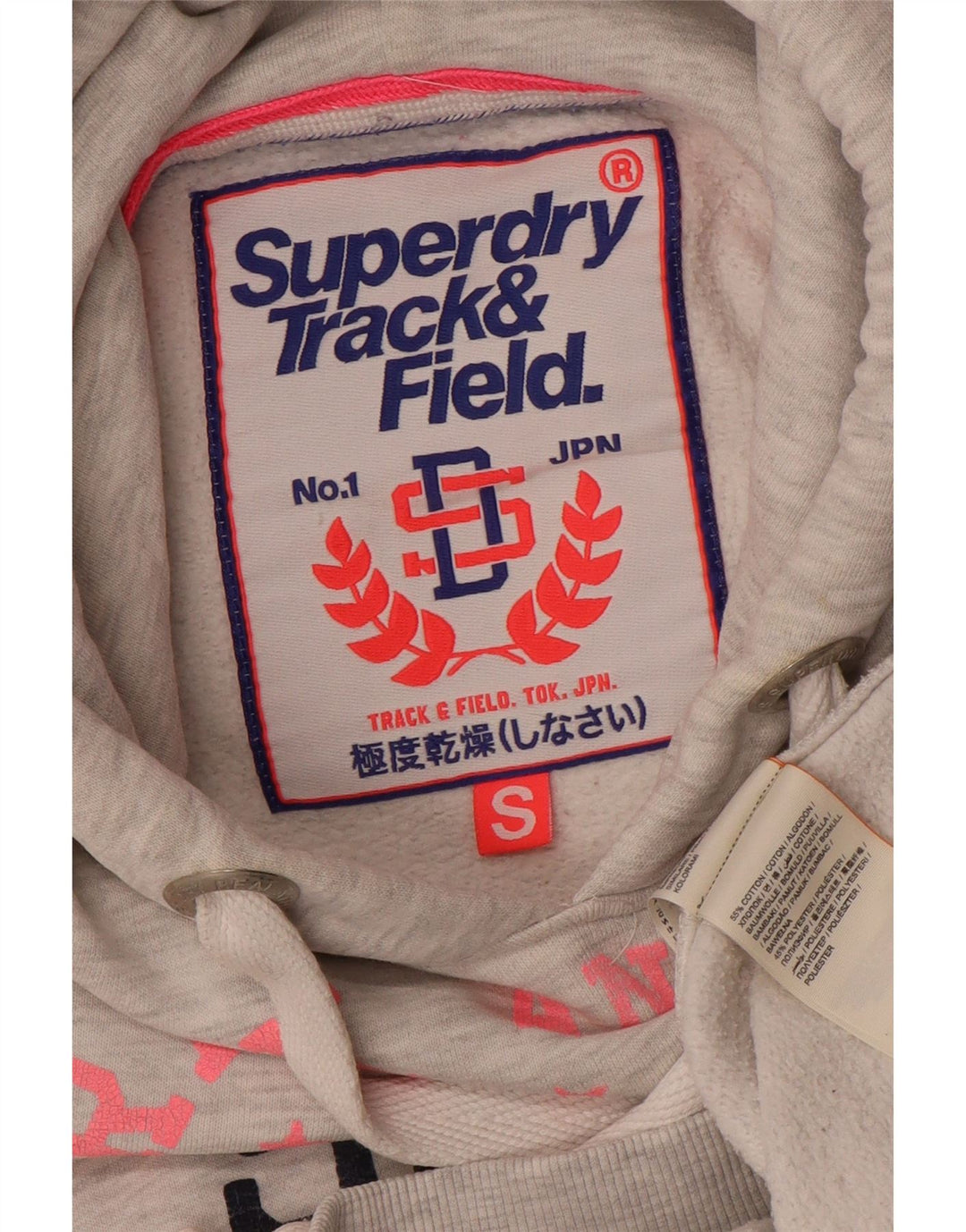 Maglione con cappuccio grafico da donna SUPERDRY UK 10 piccolo cotone grigio