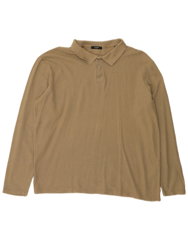 Polo a maniche lunghe da uomo Jack & Jones 2XL in cotone beige