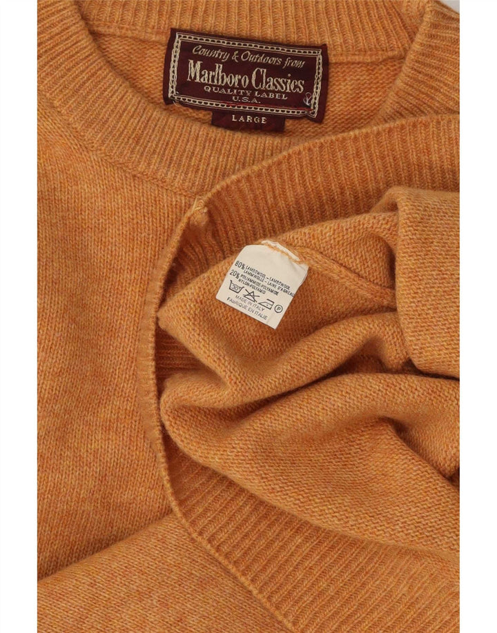 Maglione maglione girocollo da uomo Marlboro Classics grande chiazzato arancione