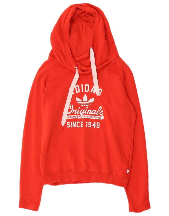 Felpa con cappuccio grafica da donna Adidas UK 12 media rossa