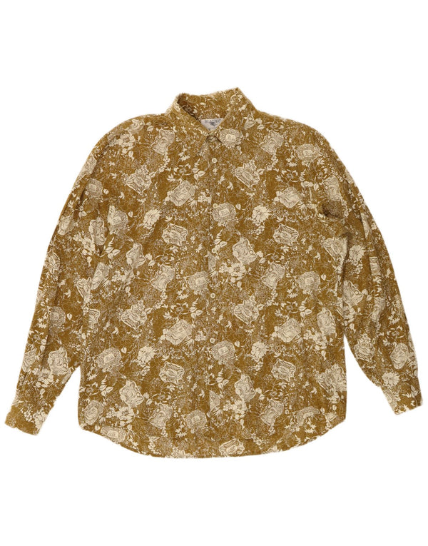 Vintage Mens Shirt Large Green Floral