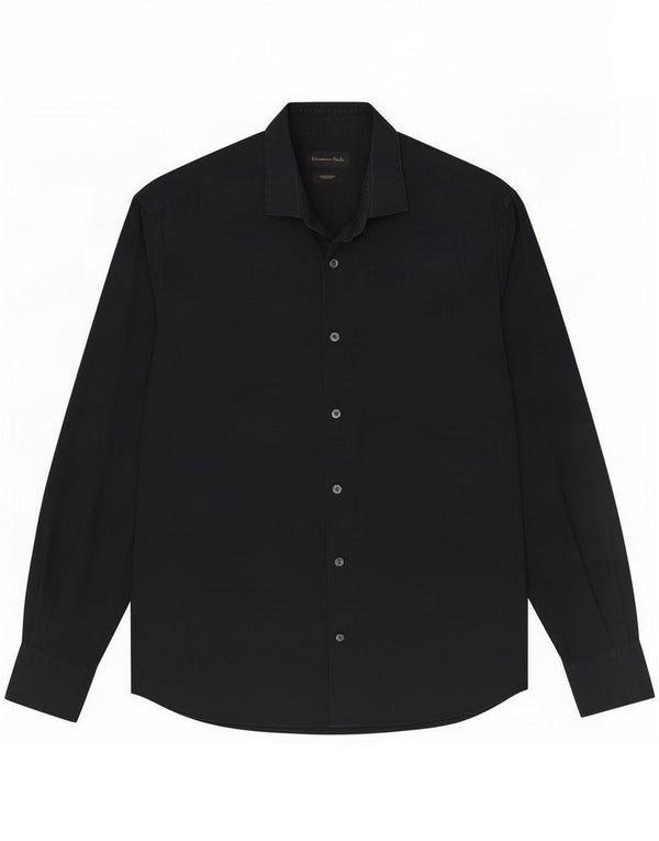 Massimo Dutti Camicia da uomo grande nera in cotone classica