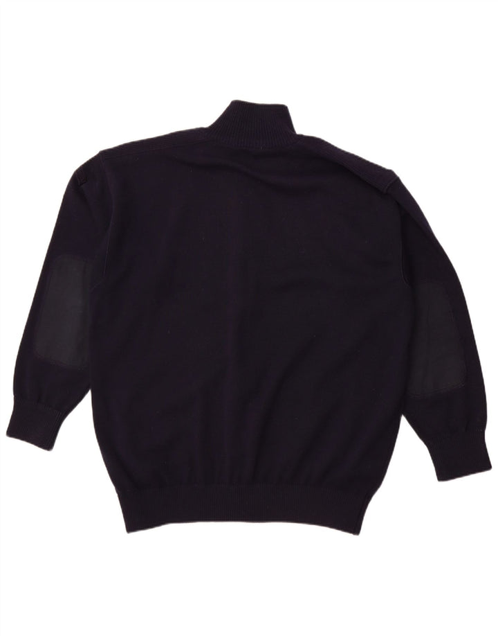 BLUE DRAKE Maglione cardigan da uomo XL in lana blu navy