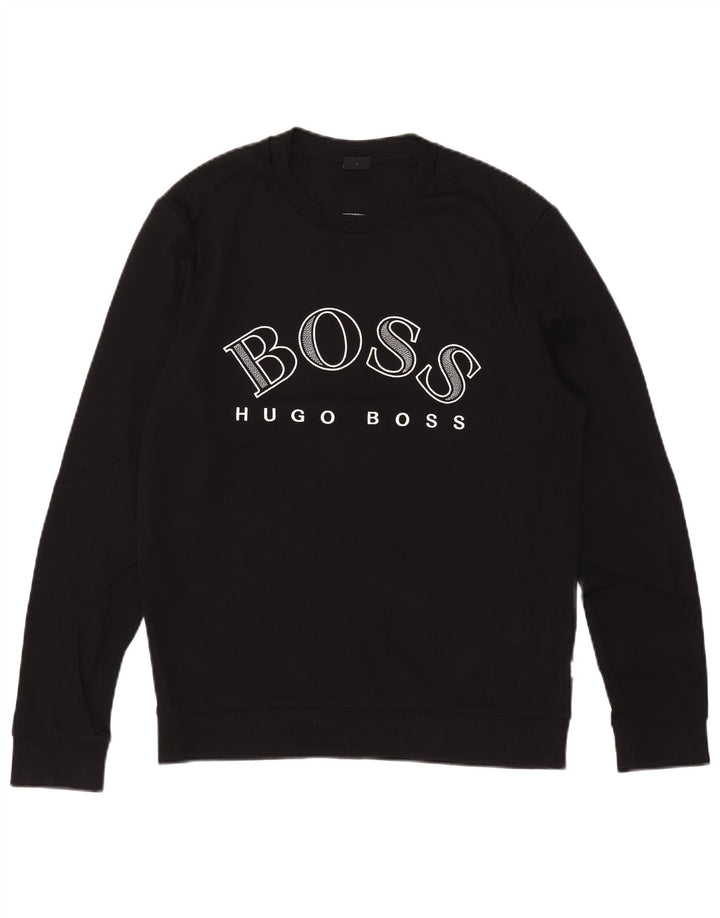 Hugo Boss Felpa grafica da uomo Maglione grande cotone nero