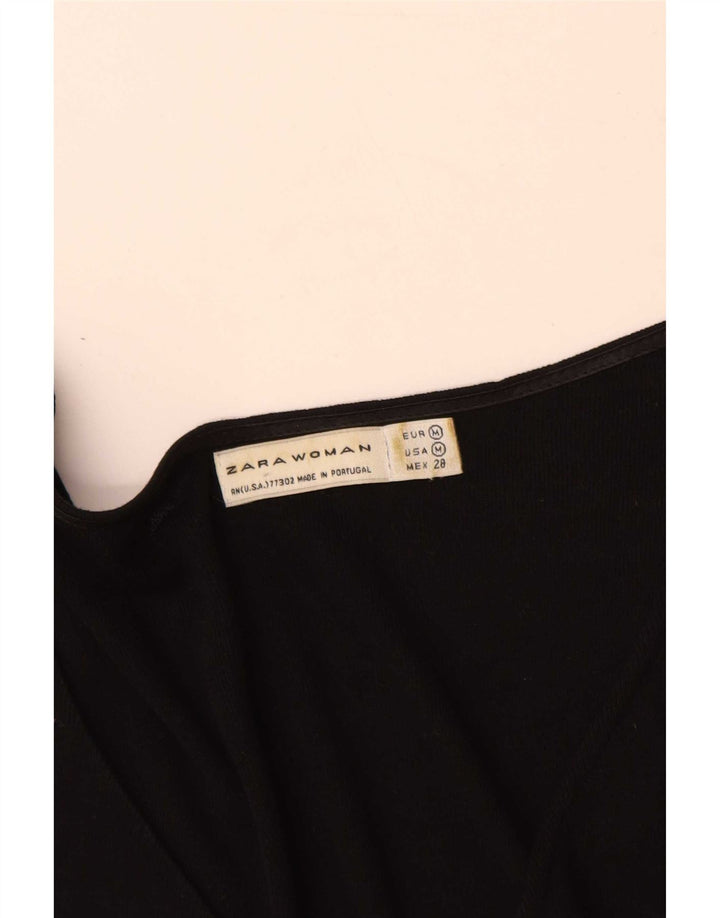 Top blusa da donna Zara UK 12 Lyocell color block nero medio