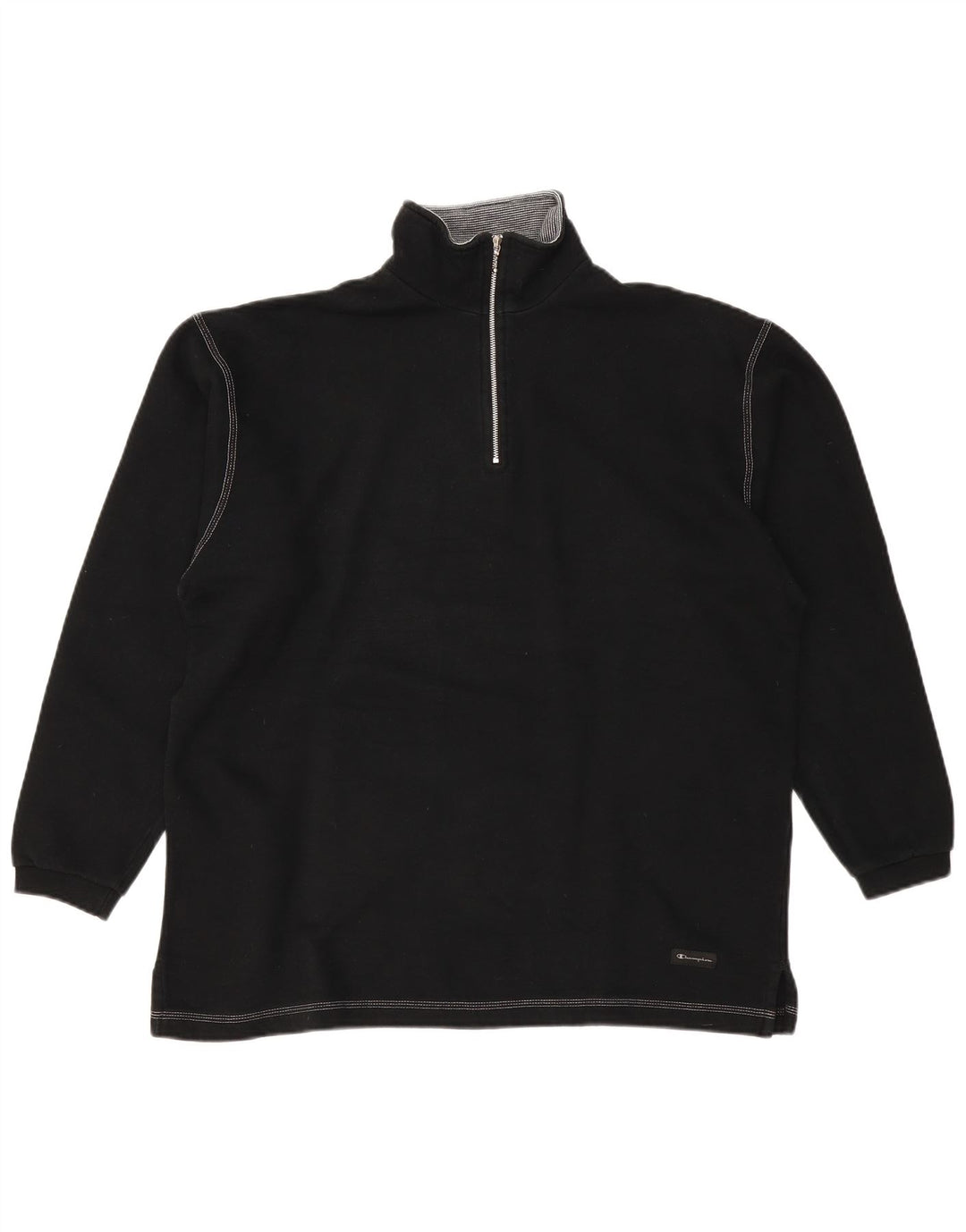CHAMPION Felpa da uomo con collo con zip, maglione grande, cotone nero