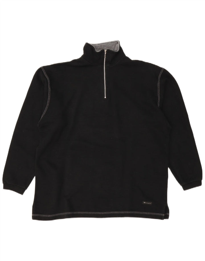 CHAMPION Felpa da uomo con collo con zip, maglione grande, cotone nero