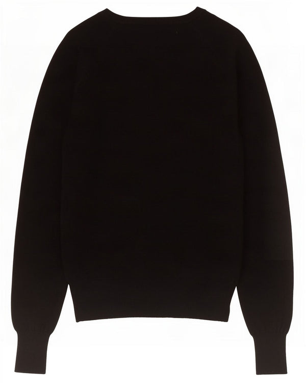Zara Womens V-Neck Jumper Sweater UK 8 Small Black Cotton