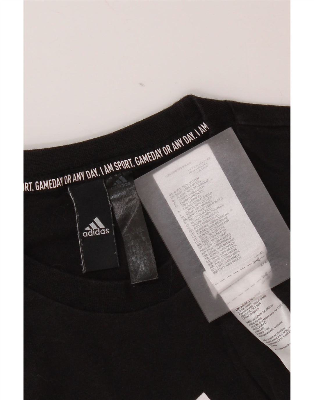 T-shirt grafica da uomo Adidas Top piccola in cotone nero