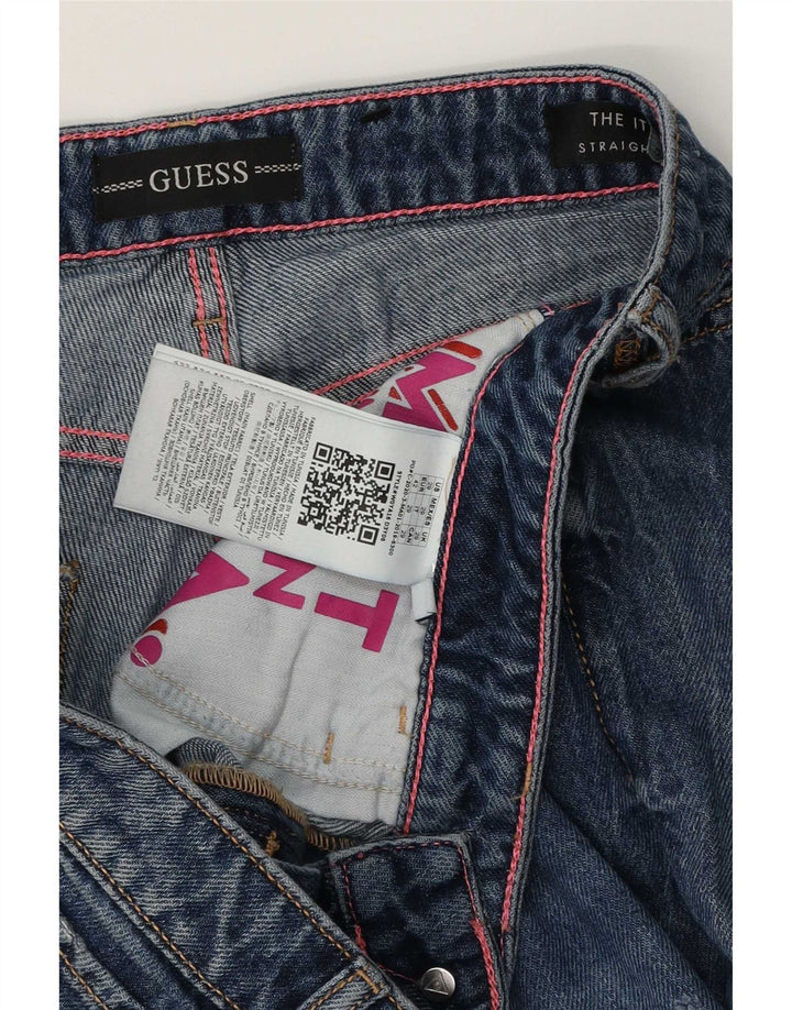 Jeans dritti effetto consumato da donna Guess 29 L30 cotone blu
