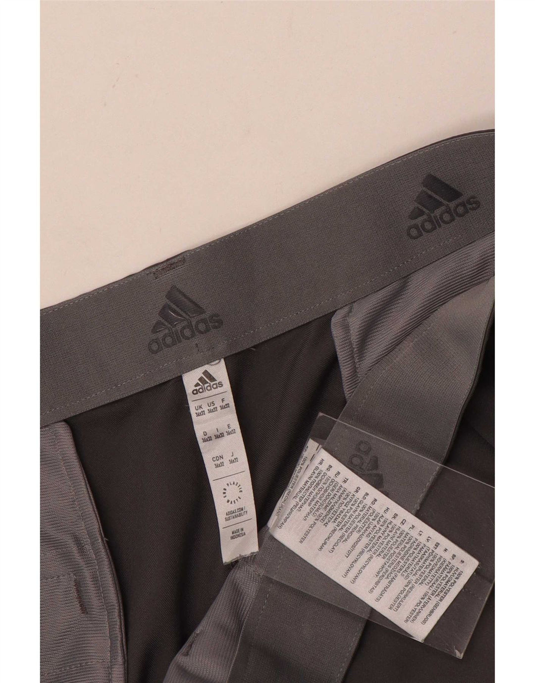 Pantaloni chino dritti da uomo Adidas W36 L32 poliestere grigio