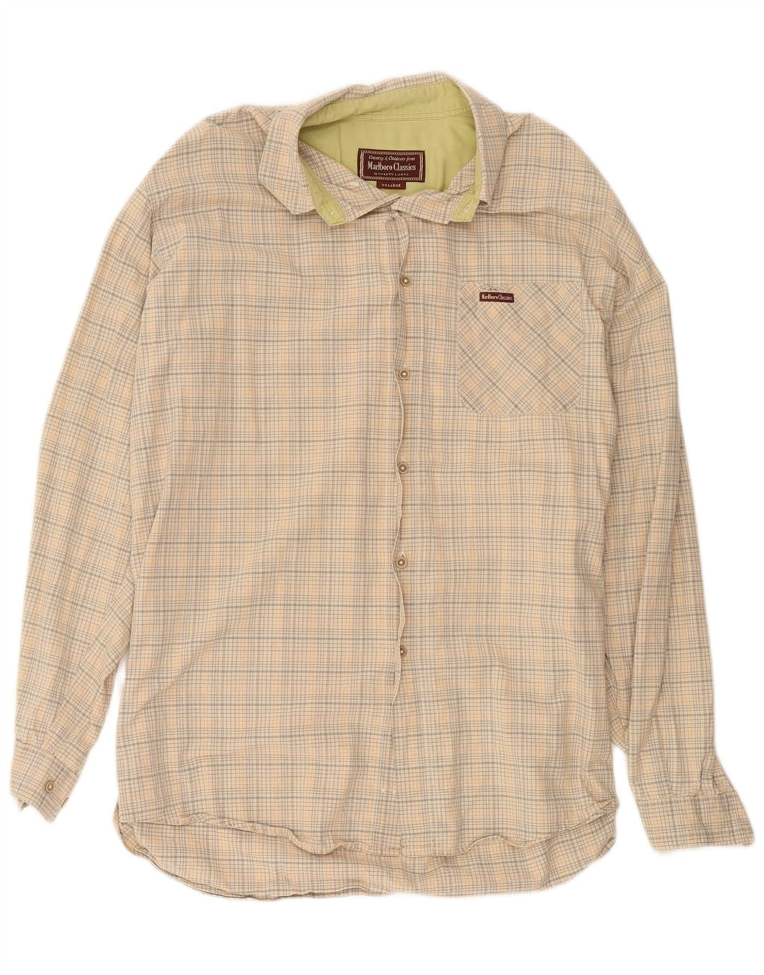 Camicia da uomo Marlboro Classics 2XL Cotone a quadri beige