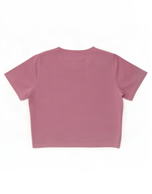 Zara Womens Crop T-Shirt Top UK 14 Large Pink Cotton