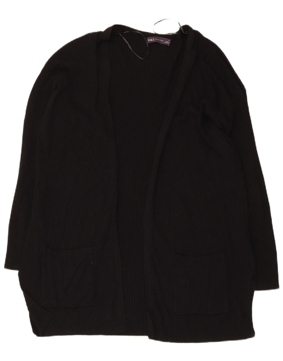 Maglione cardigan aperto da donna Marks & Spencer UK 14 viscosa nera media