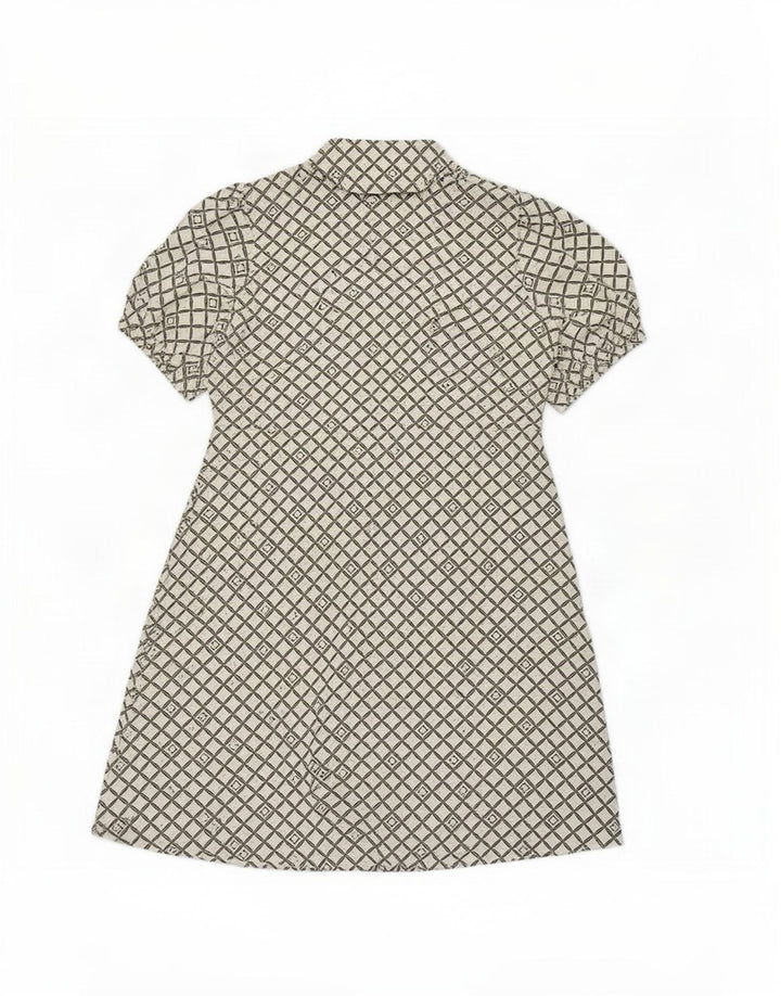 Abito a trapezio da donna Marks & Spencer UK 16 Grande poliestere geometrico bianco