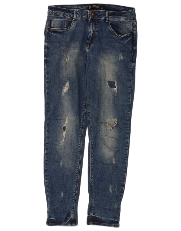 Jeans slim effetto consumato Trafaluc da donna Zara EU 38 Small W28 L28 Blu