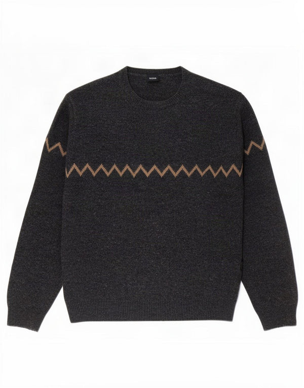 Maglione maglione girocollo da uomo Hugo Boss IT 50 Lana geometrica grigio medio