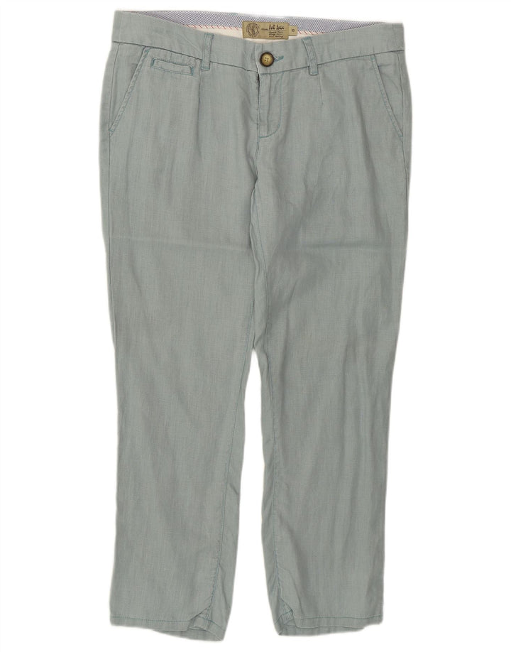 FAT FACE Pantaloni casual dritti da donna UK 10 Small W32 L25 Lino verde