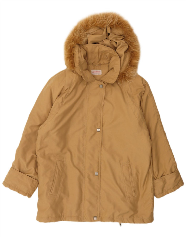 Cappotto autentico da donna con giacca a vento con cappuccio EU 46 XL Poliestere beige