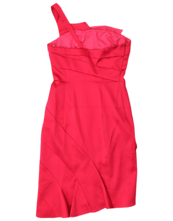 Abito asimmetrico monospalla da donna Karen Millen UK 14 Grande acetato rosso