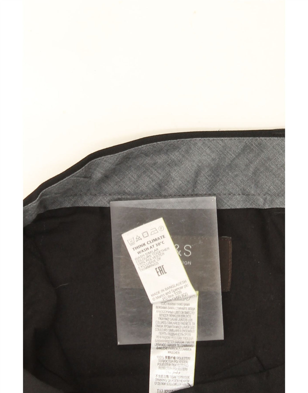 MARKS & SPENCER Pantaloni da abito vestibilità regolare da uomo W36 L33 Poliestere nero