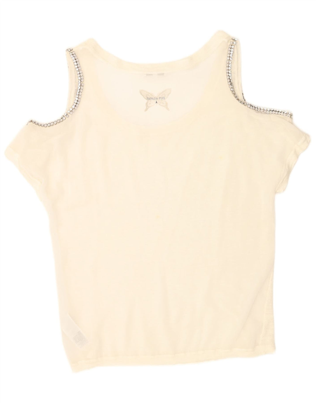 Patrizia Pepe Top da donna oversize con spalle scoperte US 2 XS lino bianco