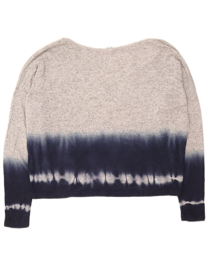Top oversize da donna Roxy a maniche lunghe UK 10 Small Grigio Tie Dye Viscosa