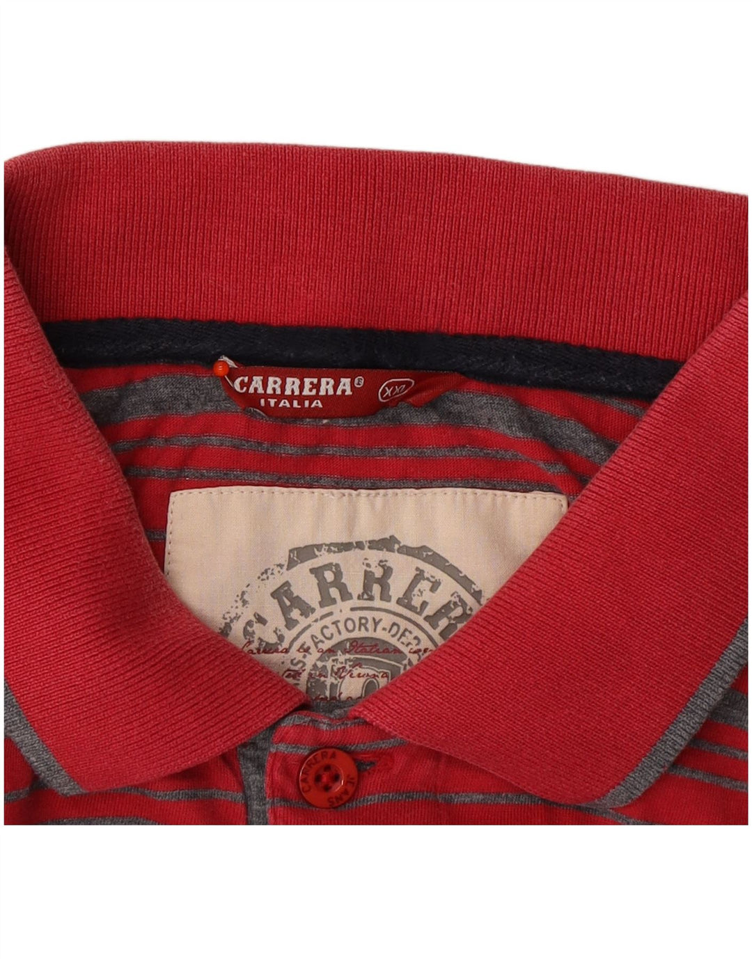 CARRERA Mens Polo Shirt 2XL Red Striped Cotton