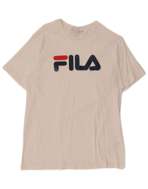 T-shirt grafica da uomo Fila Top Small in cotone bianco