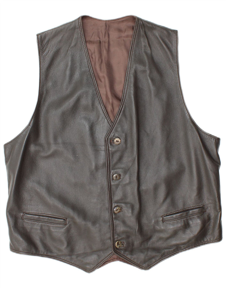 Gilet in pelle da uomo VINTAGE UK 38 Grigio medio