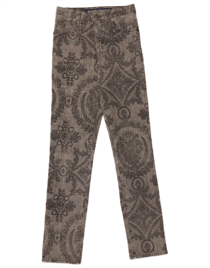 Jeans slim da donna Angelo Marani IT 42 medio W26 L31 cotone floreale grigio