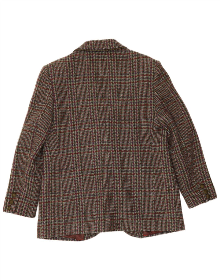Giacca blazer vintage da donna a 2 bottoni UK 14 grande pied de poule verde