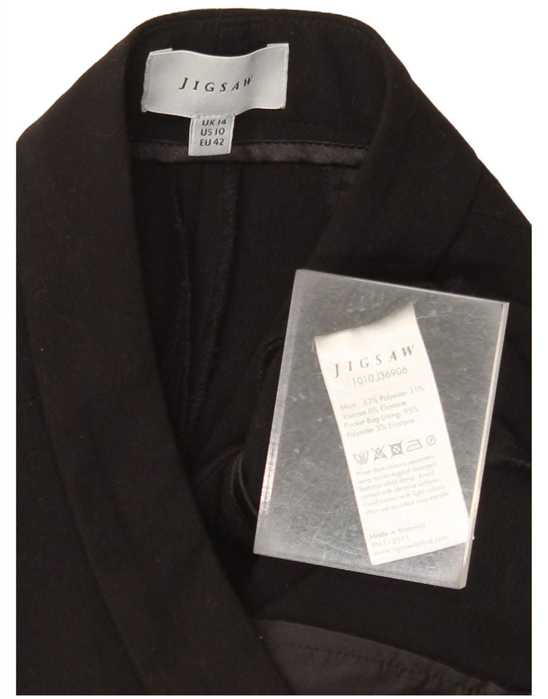 Pantaloni corti dritti da donna JIGSAW UK 14 Large W34 L25 neri