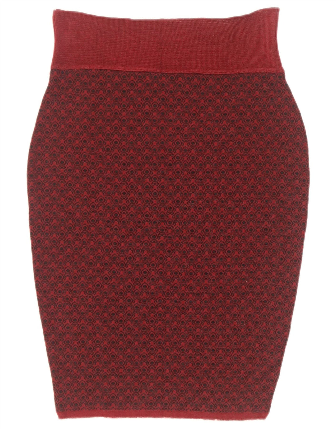 Gonna a tubino da donna con motivo astratto Sevres IT 44 media W28 lana bordeaux