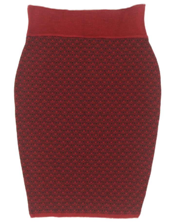 Gonna a tubino da donna con motivo astratto Sevres IT 44 media W28 lana bordeaux