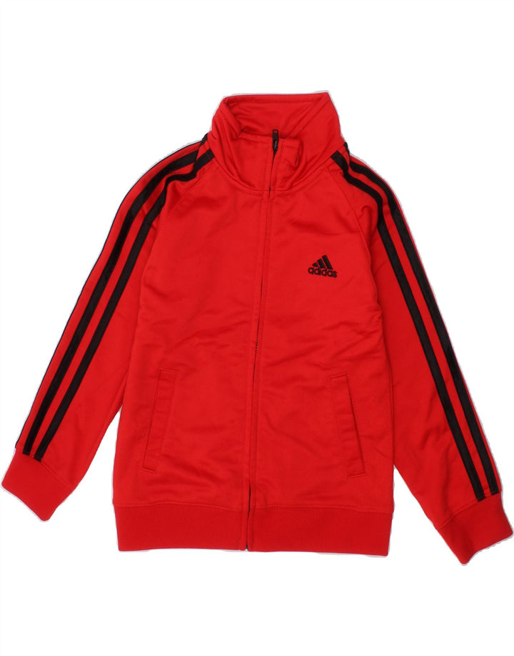 ADIDAS Boys Graphic Tracksuit Top Jacket 4-5 Years Red Polyester Vintage Adidas and Second-Hand Adidas from Messina Hembry 