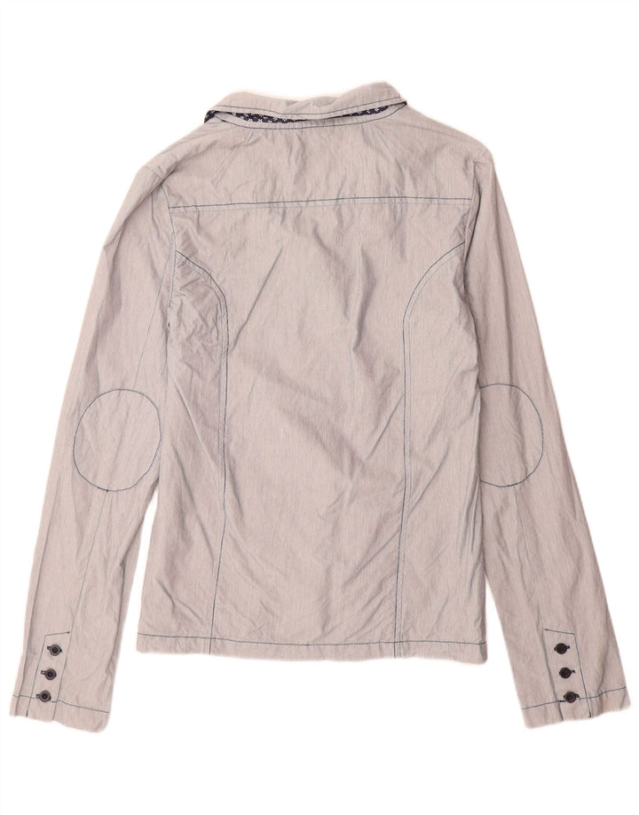 Giacca blazer a 3 bottoni da donna North Pole UK 16 grande cotone gessato blu