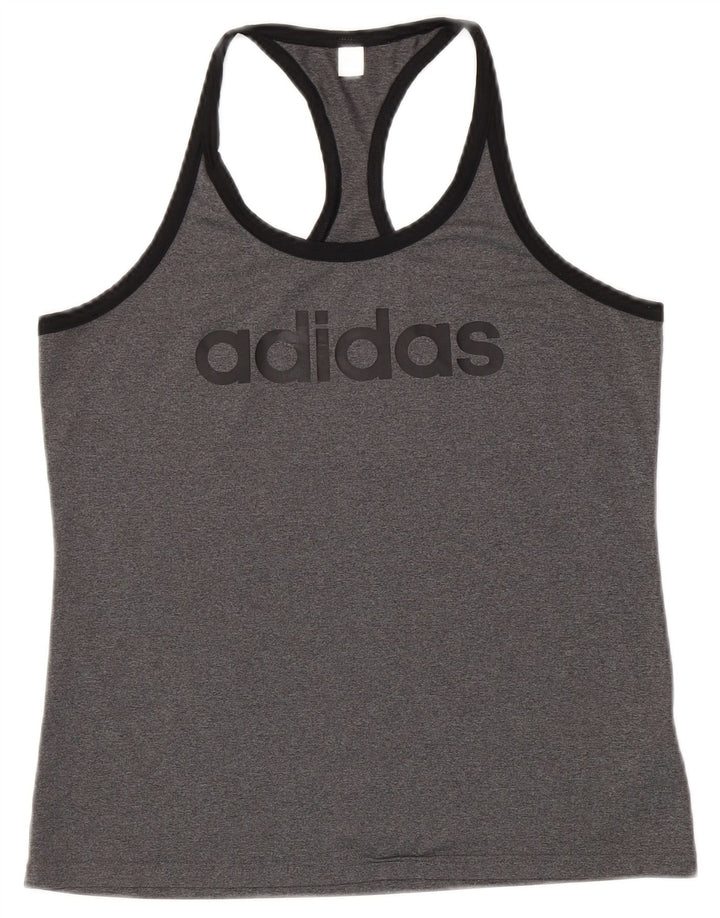 Canotta grafica ADIDAS da donna Climalite UK 12/14 Poliestere grigio medio