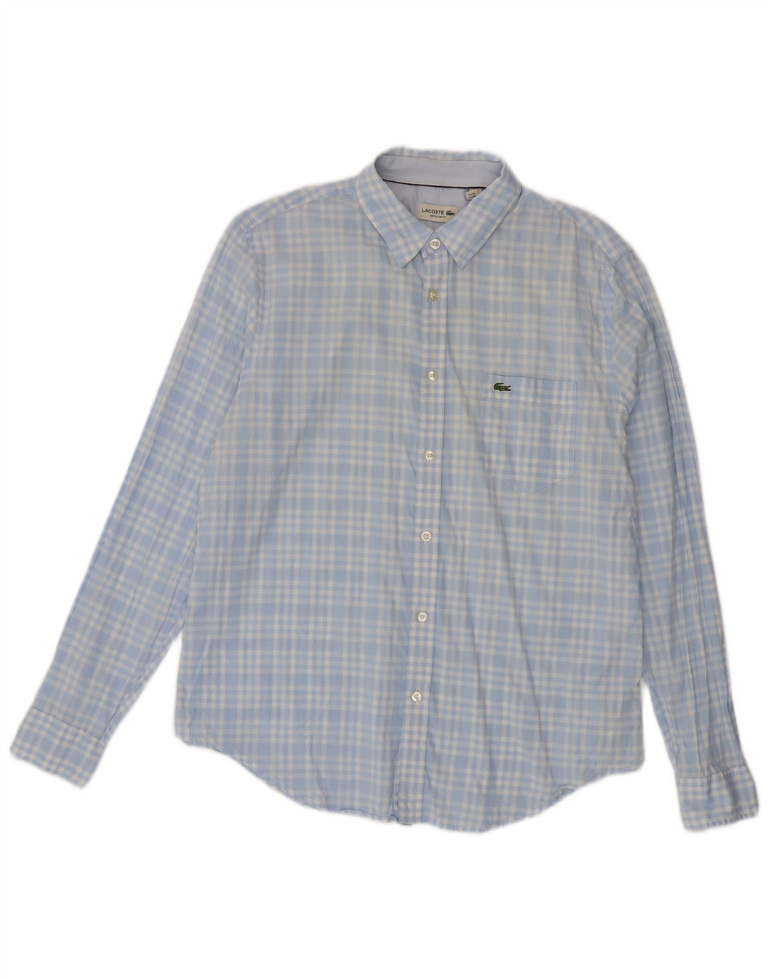 Camicia Lacoste da uomo vestibilità regolare taglia 42 grande cotone a quadri blu