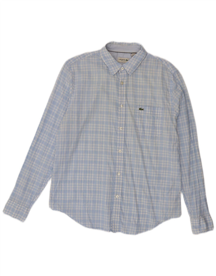 Camicia Lacoste da uomo vestibilità regolare taglia 42 grande cotone a quadri blu