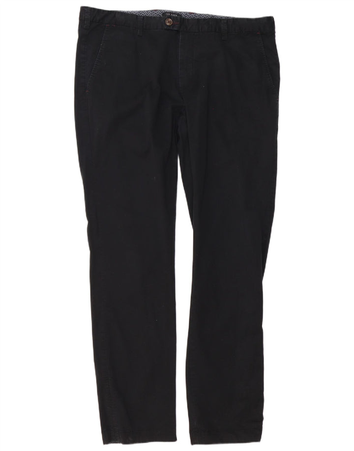 Pantaloni da abito slim da uomo Ted Baker W38 L34 cotone nero