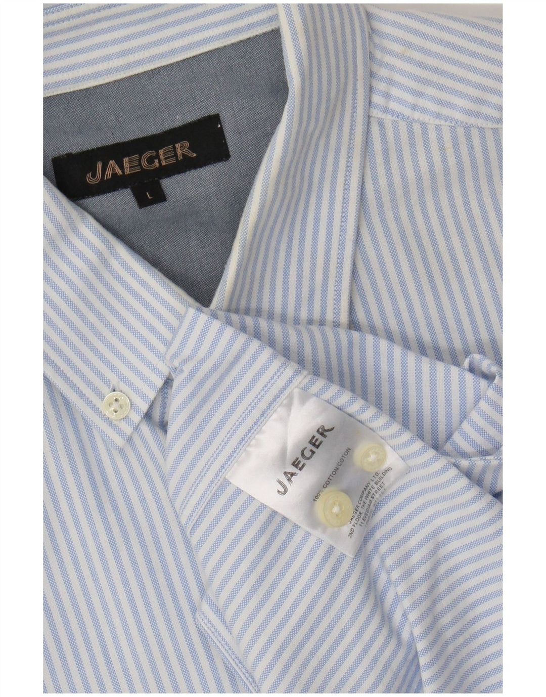 JAEGER Camicia Uomo Large Blu Gessato Cotone