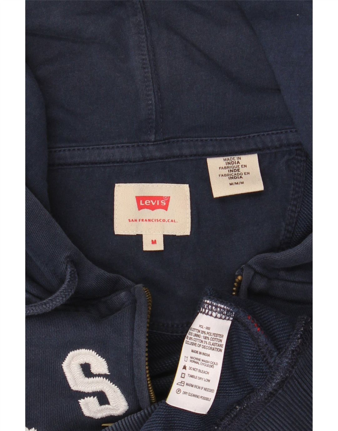 LEVI'S Felpa con cappuccio con zip grafica da uomo in cotone medio blu navy