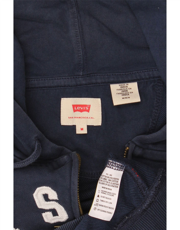 LEVI'S Felpa con cappuccio con zip grafica da uomo in cotone medio blu navy