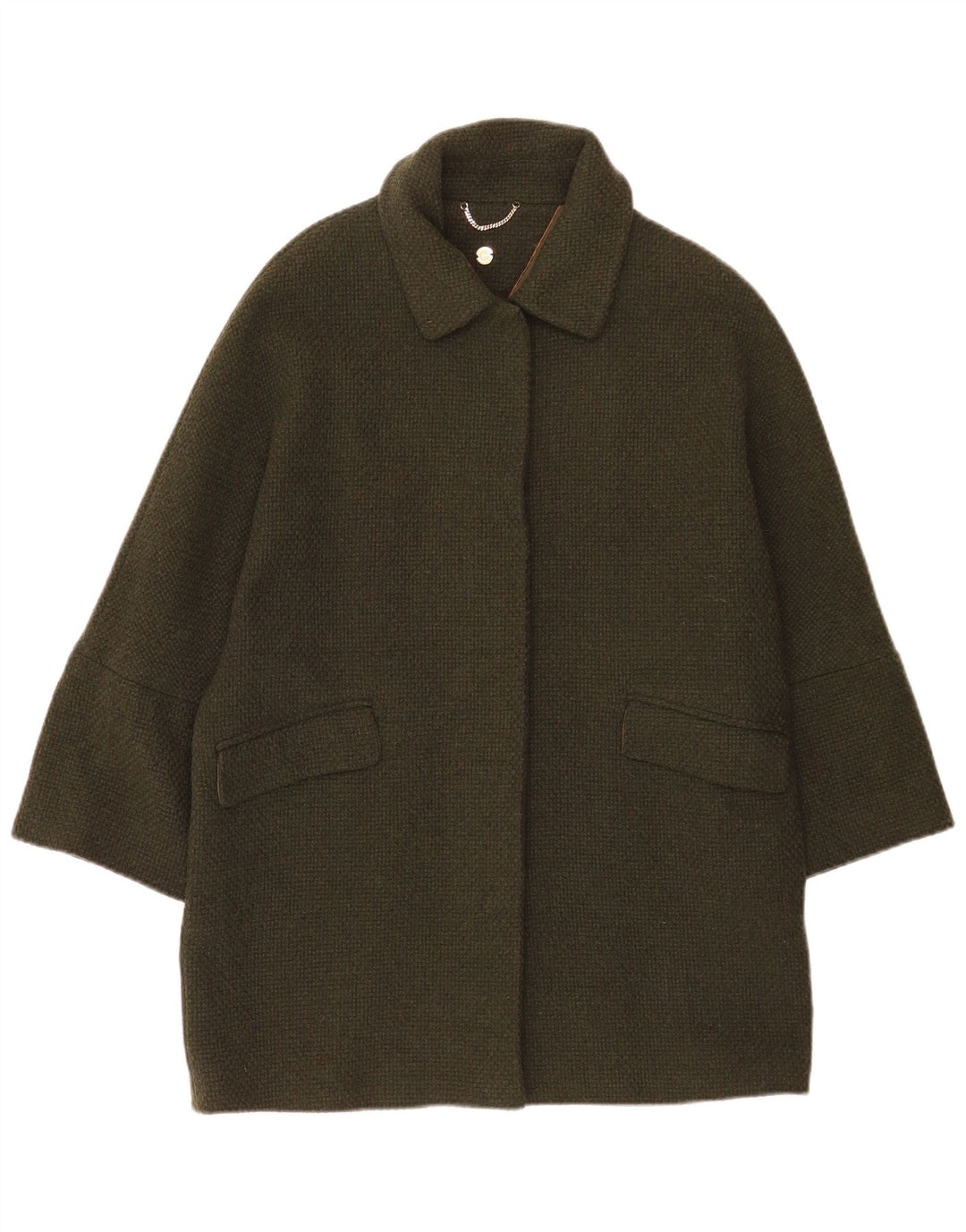 Soprabito oversize da donna Massimo Dutti UK 10 piccolo in lana kaki