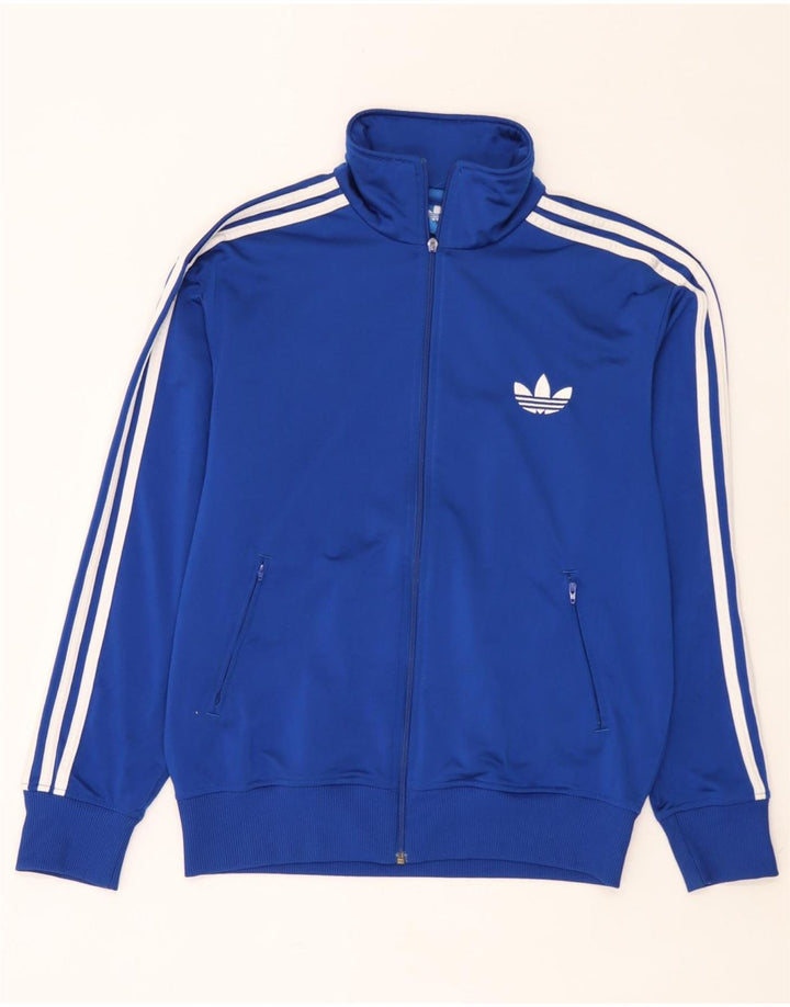 Giacca superiore della tuta da uomo Adidas in poliestere blu medio