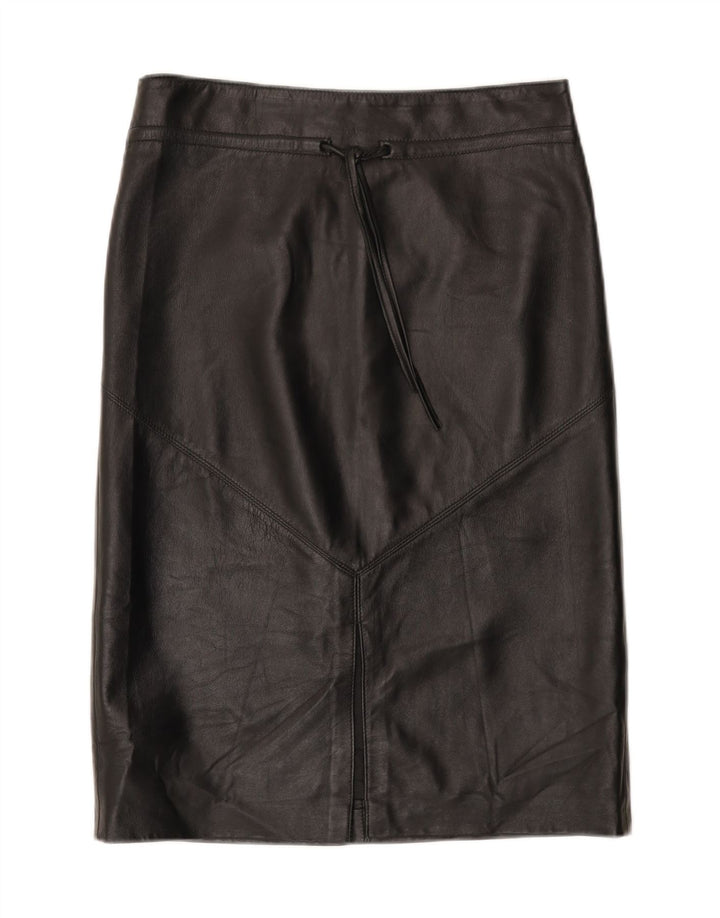 Gonna in pelle vintage da donna IT 44 media W30 in pelle nera