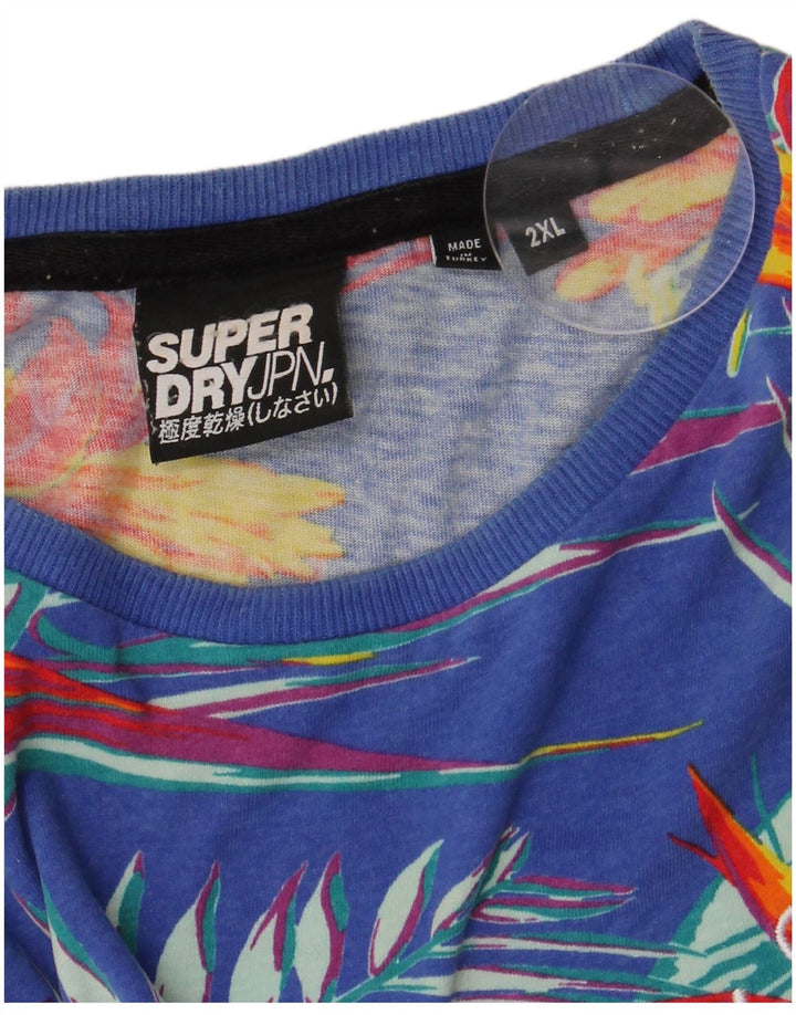 T-shirt grafica da uomo SUPERDRY Top 2XL Blu floreale