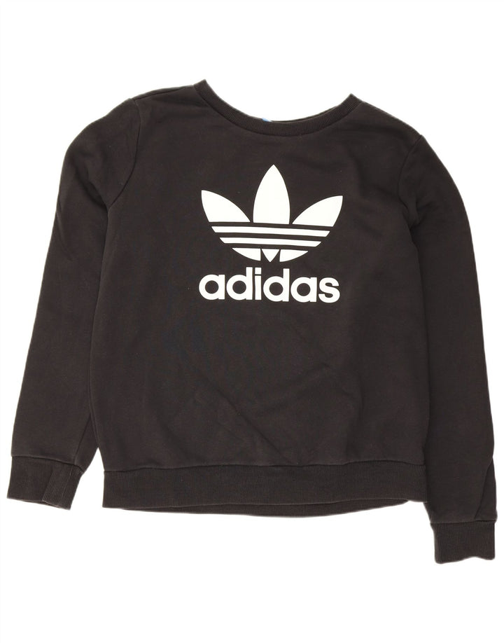 Felpa oversize grafica da donna Adidas UK 10 piccola in cotone nero
